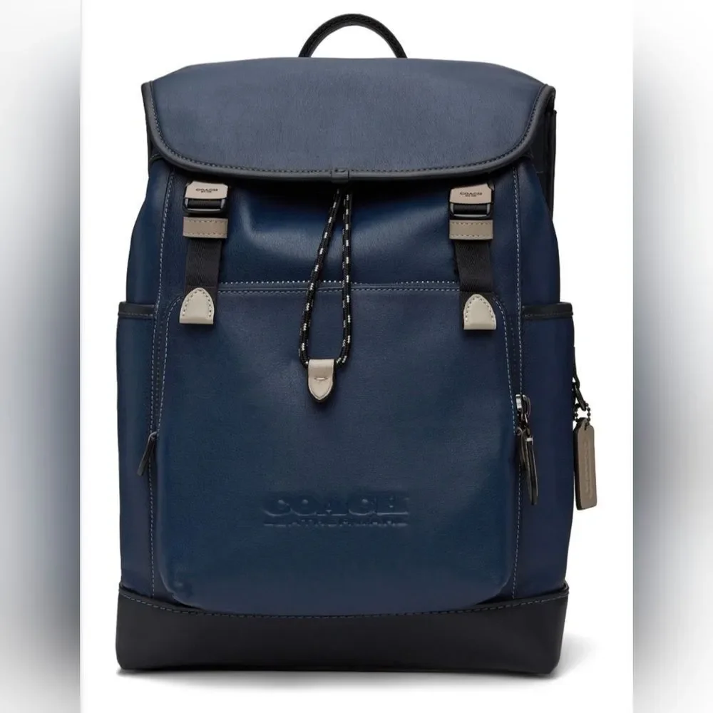 Coach 1941 Black & Navy League Leather Backpack NWT